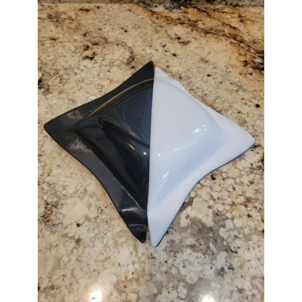 Hand Crafted Black & White Abstract Art Glass Bowl Decorative Home Decor